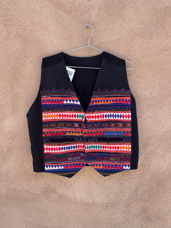 Guatemalan Textile Vest - Black & Multi Color