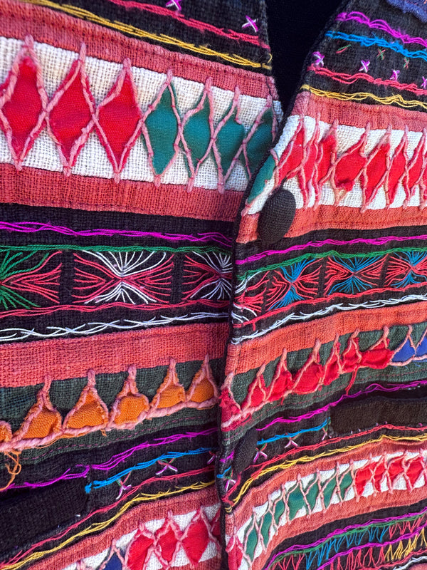 Guatemalan Textile Vest - Black & Multi Color