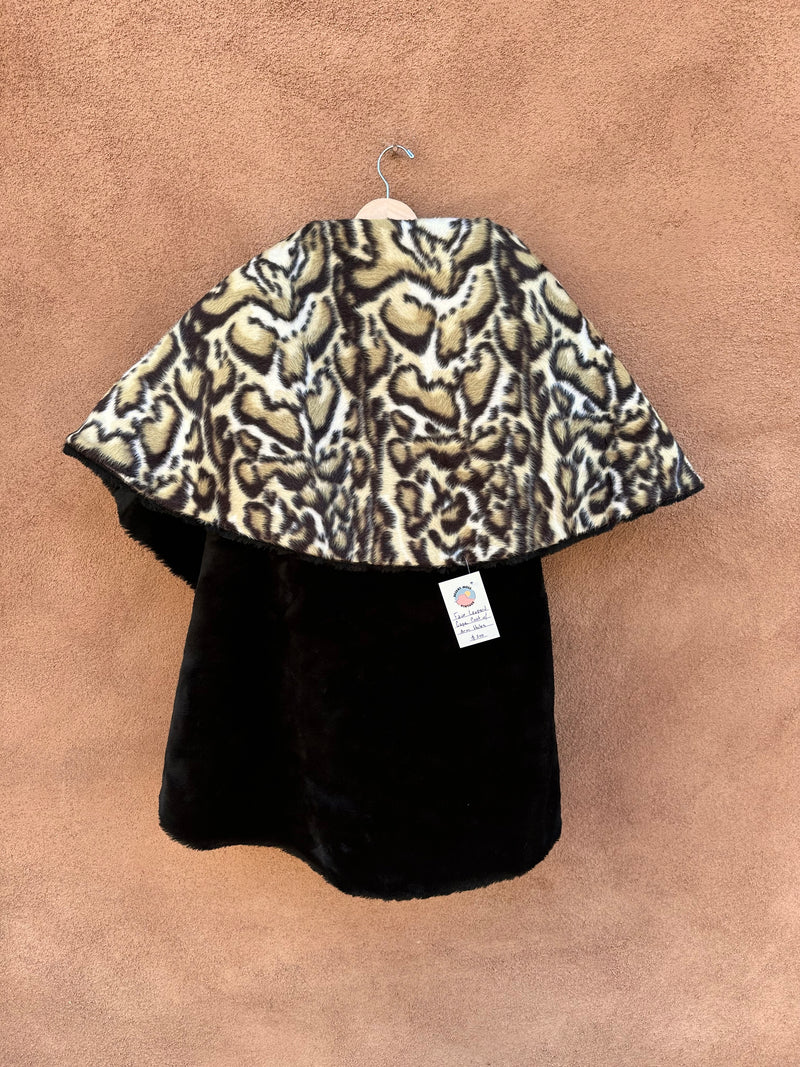 Faux Leopard Cape Coat with Arm Holes - Reversible