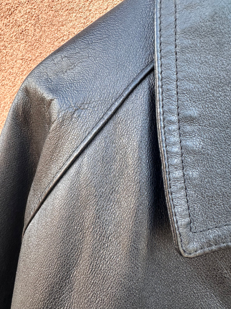 Black Leather Cooper Bomber Jacket - XLT