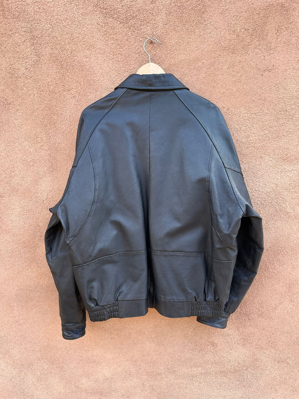 Black Leather Cooper Bomber Jacket - XLT