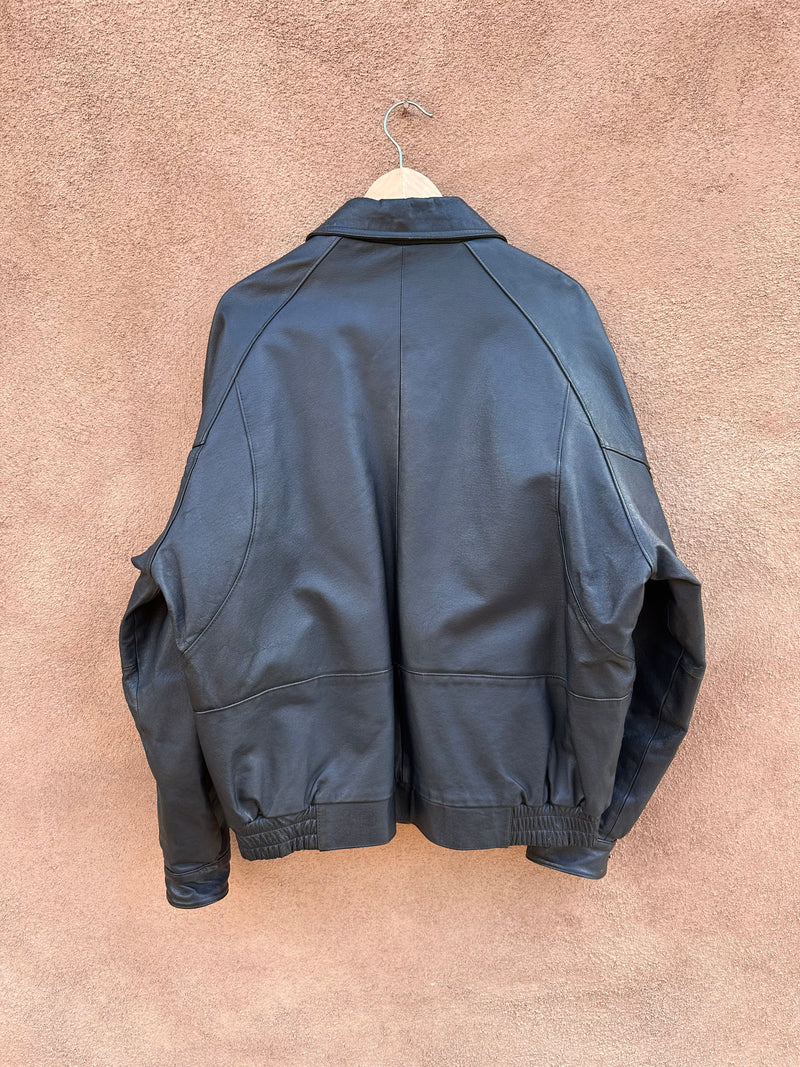 Black Leather Cooper Bomber Jacket - XLT