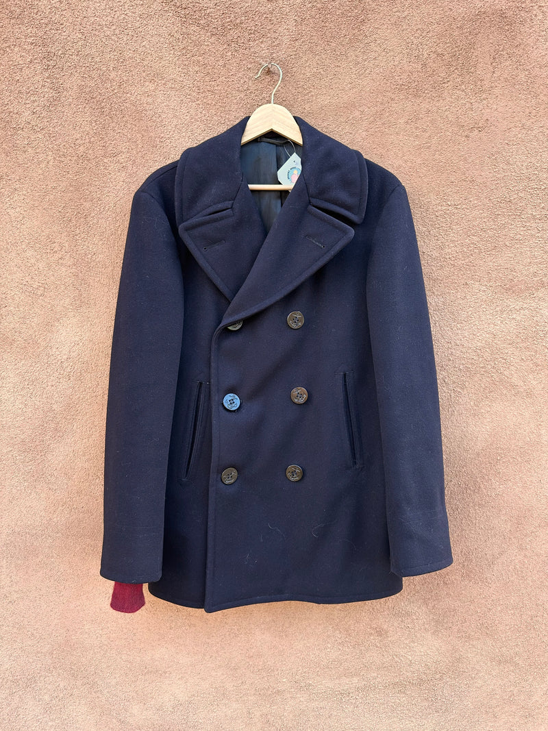 Navy Issue 1960's 100% Wool Kersey Peacoat - 38R