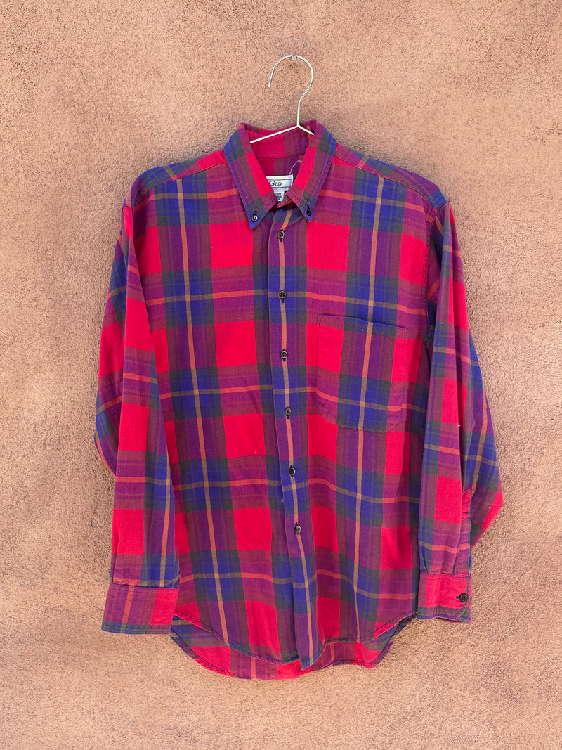 80's Gap Flannel Shirt - Red, Purple, Yellow Plaid