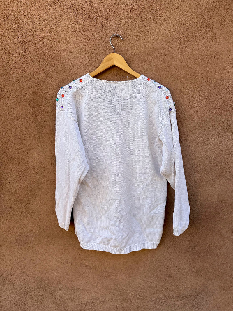 Cotton Sweater with Rhinestones - as is
