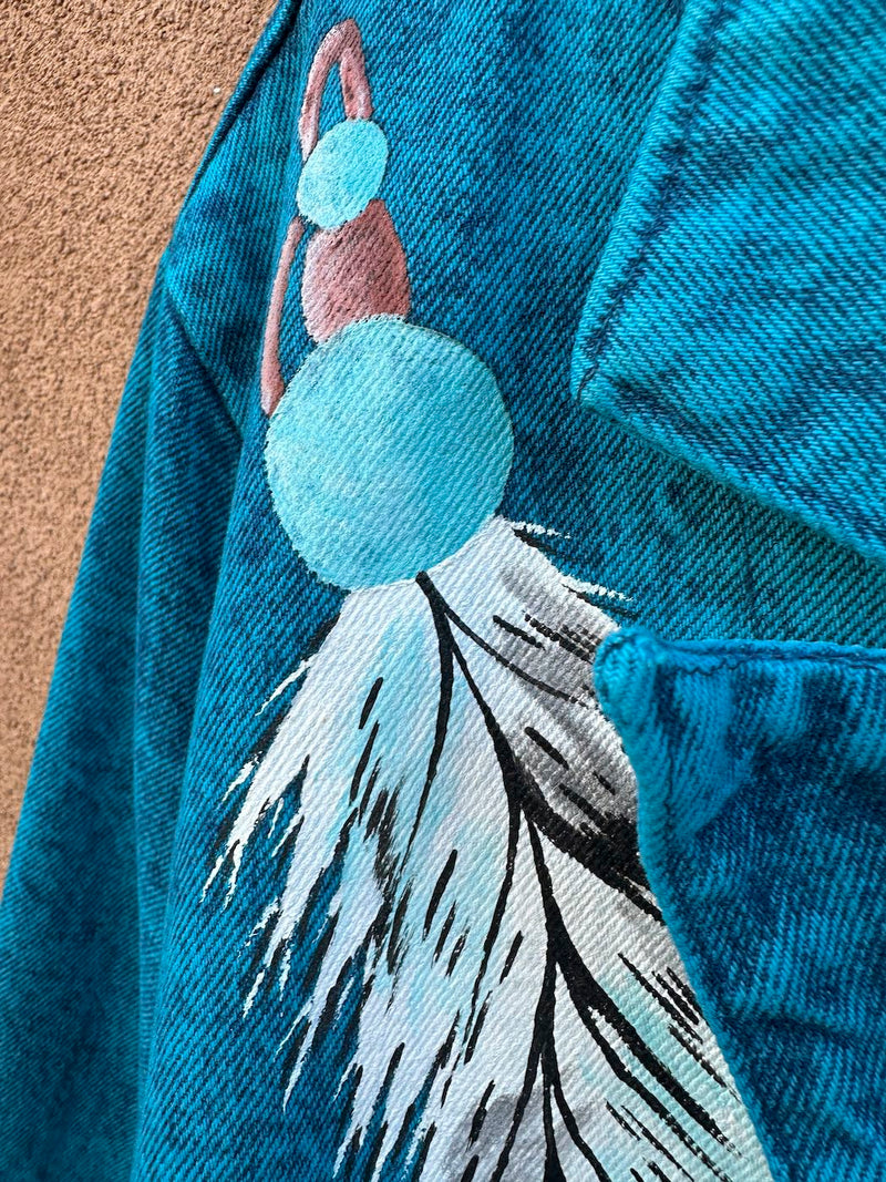 Blue Denim Hand Painted Pueblo Girl Coat by Aileen