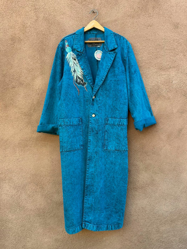 Blue Denim Hand Painted Pueblo Girl Coat by Aileen