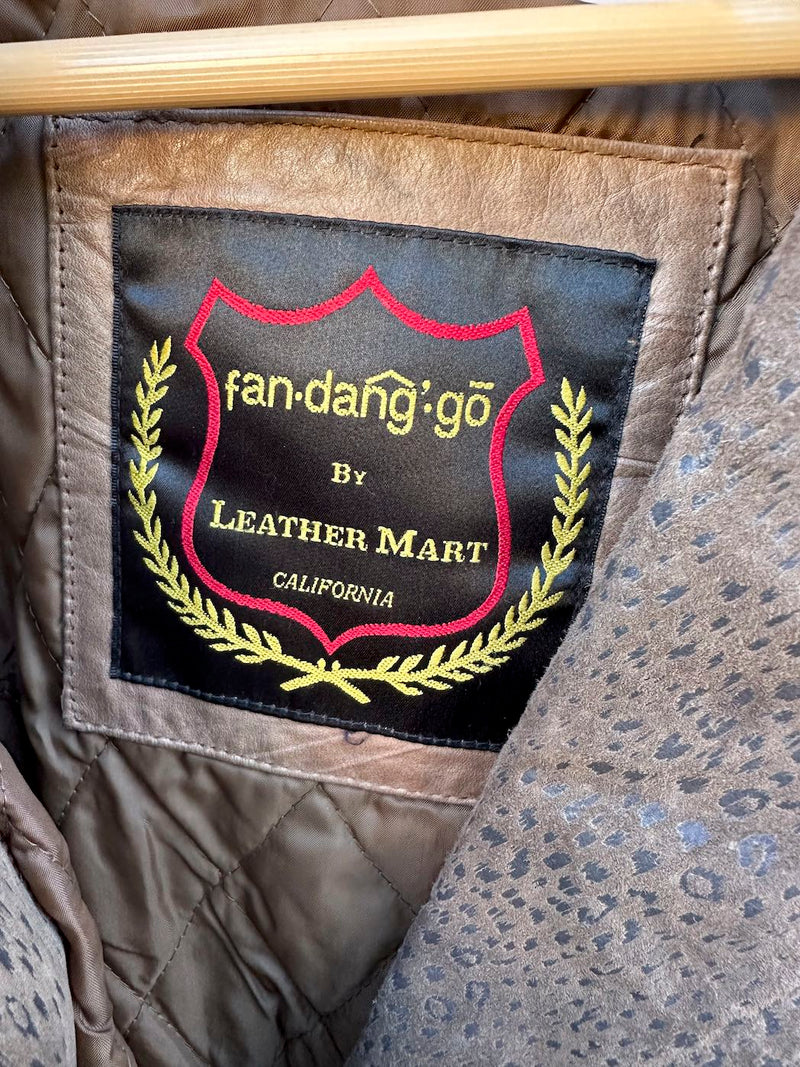 Fandango Leather Mart 1980's Brown Leather Cropped Biker Jacket