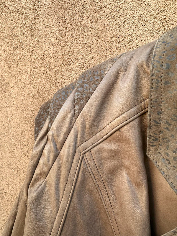 Fandango Leather Mart 1980's Brown Leather Cropped Biker Jacket