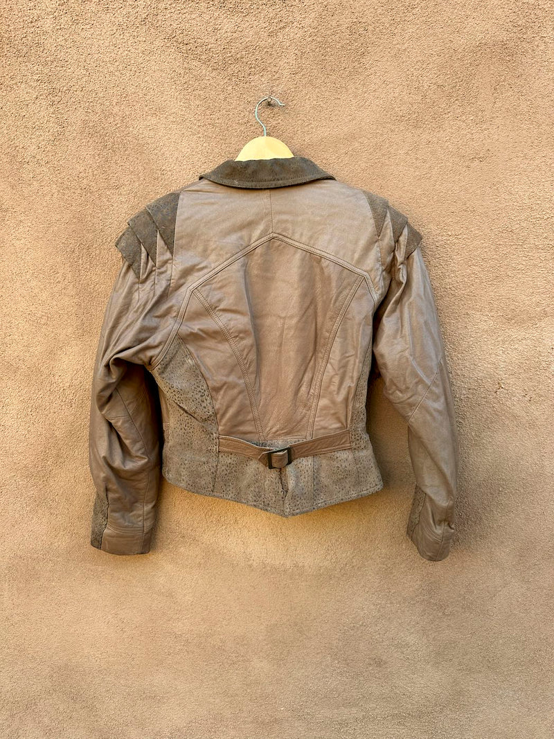 Fandango Leather Mart 1980's Brown Leather Cropped Biker Jacket