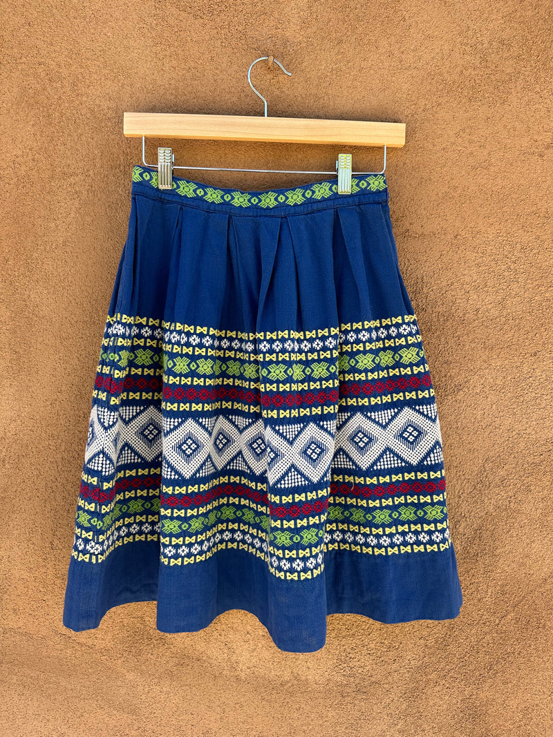 Embroidered Guatemalan Skirt - Blue