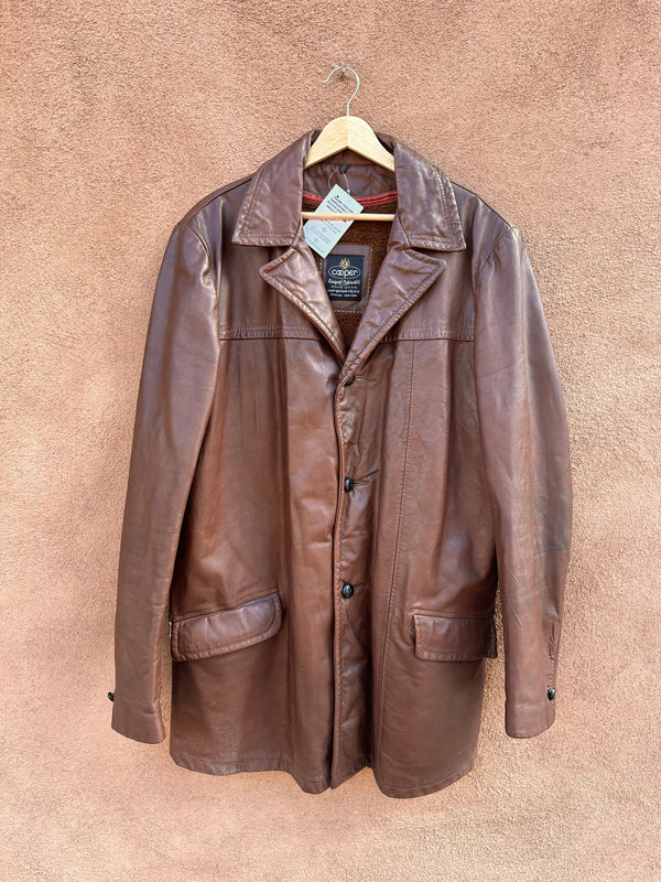 1970's Cooper Leather Mid-Length Spy Coat - as is, pocket