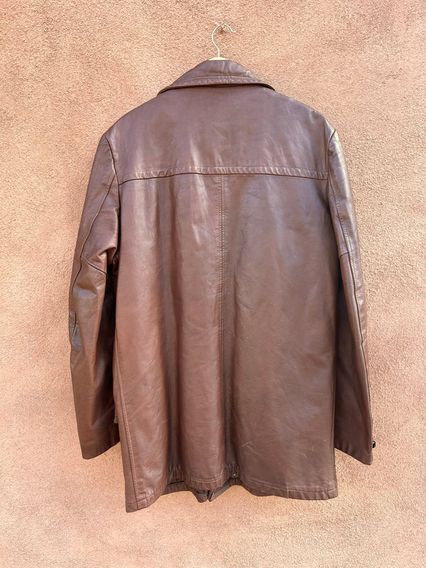 1970's Cooper Leather Mid-Length Spy Coat - as is, pocket