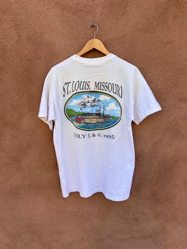1995 Grateful Dead St. Louis, Missouri July 5 & 6 Shows Riverboat T-shirt - as is