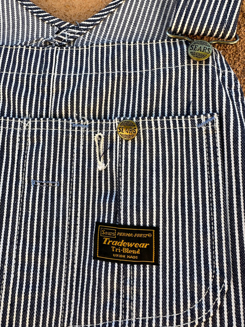 1960's Sears Tri-Blend Union Made Engineer Stripe Overalls