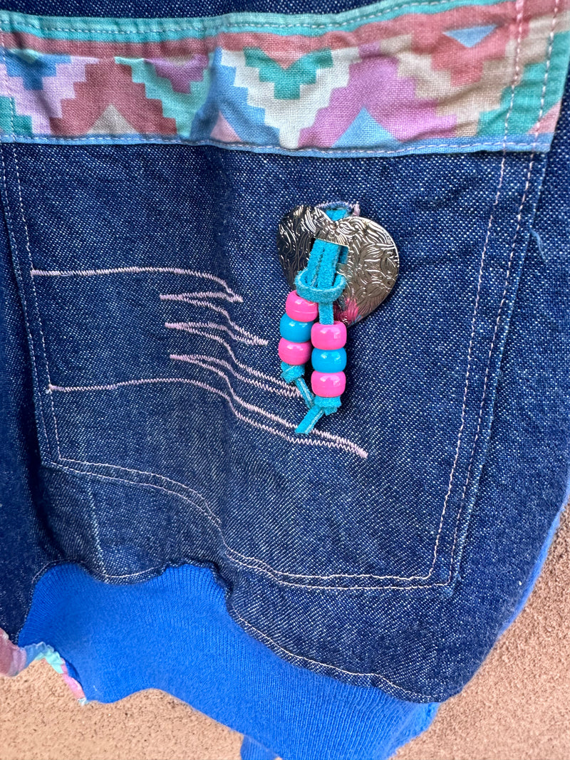 Denim Vest & Sweatshirt with Southwest Pottery