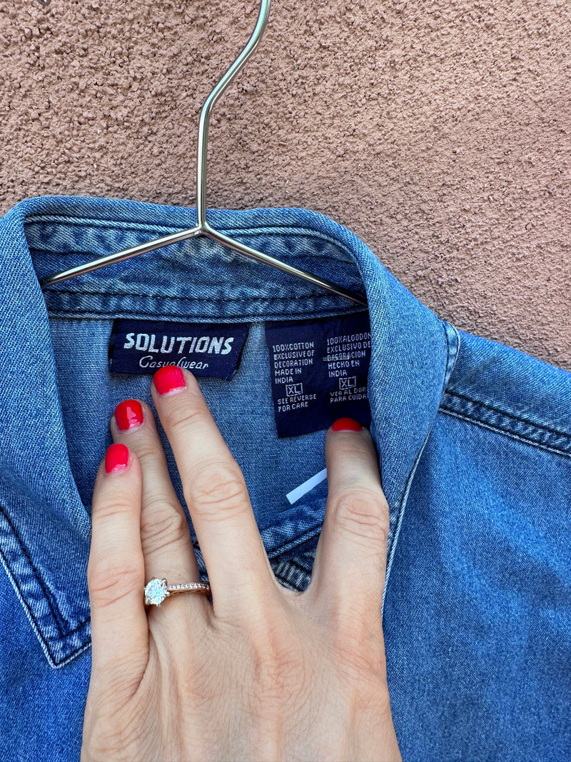 Denim Halloween Embroidered Shirt/Blouse