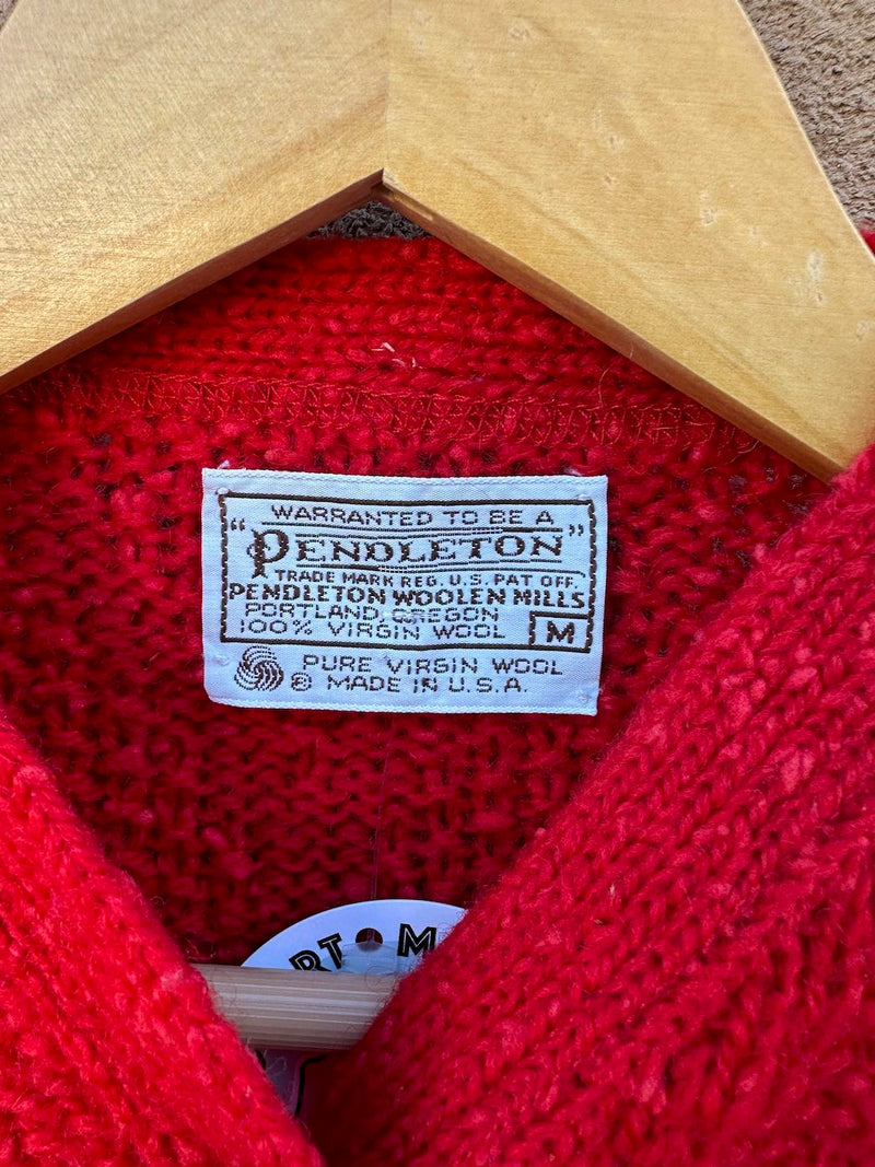 1960's Red Pendleton Virgin Wool Cardigan, medium