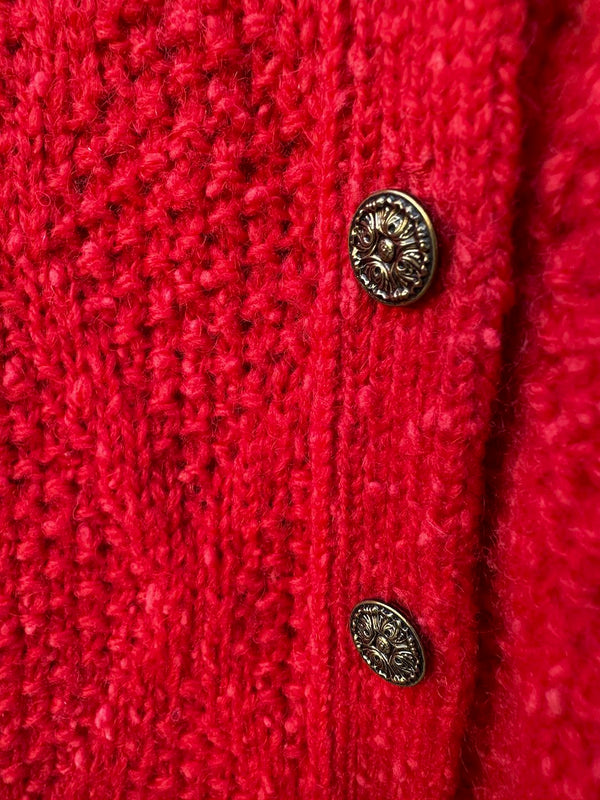 1960's Red Pendleton Virgin Wool Cardigan, medium