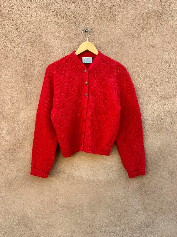 1960's Red Pendleton Virgin Wool Cardigan, medium