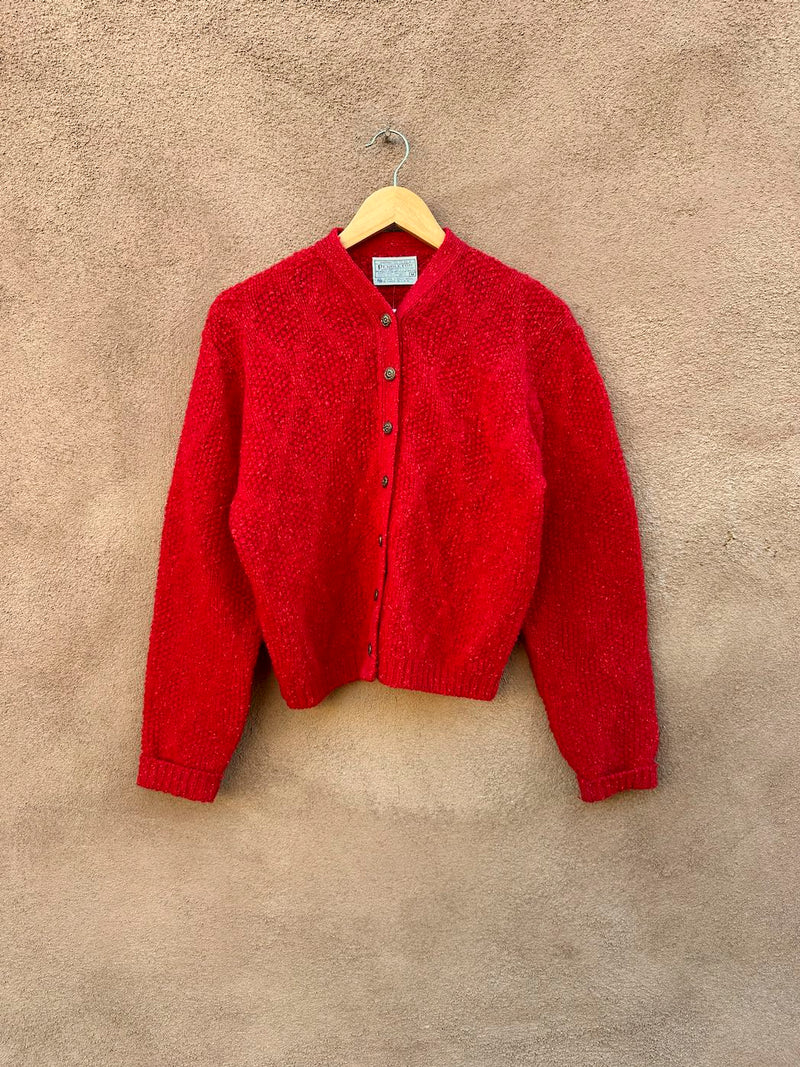 1960's Red Pendleton Virgin Wool Cardigan, medium
