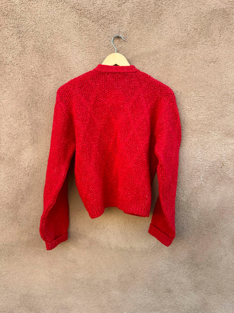 1960's Red Pendleton Virgin Wool Cardigan, medium