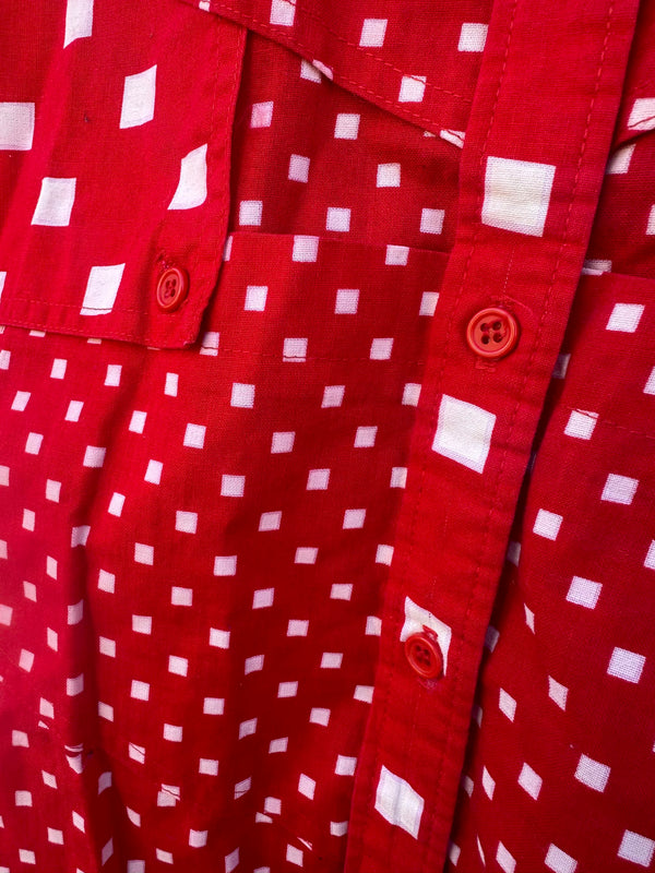 Red & White Rocky Mountain Western Blouse