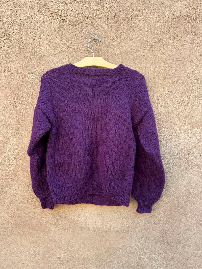 Purple Check Alpaca Hand Knit Sweater