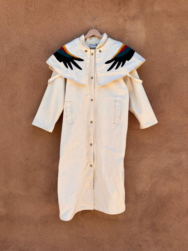 Heavy Canvas Duster with Thunderbird - Pioneerwear - Made in USA - as is
