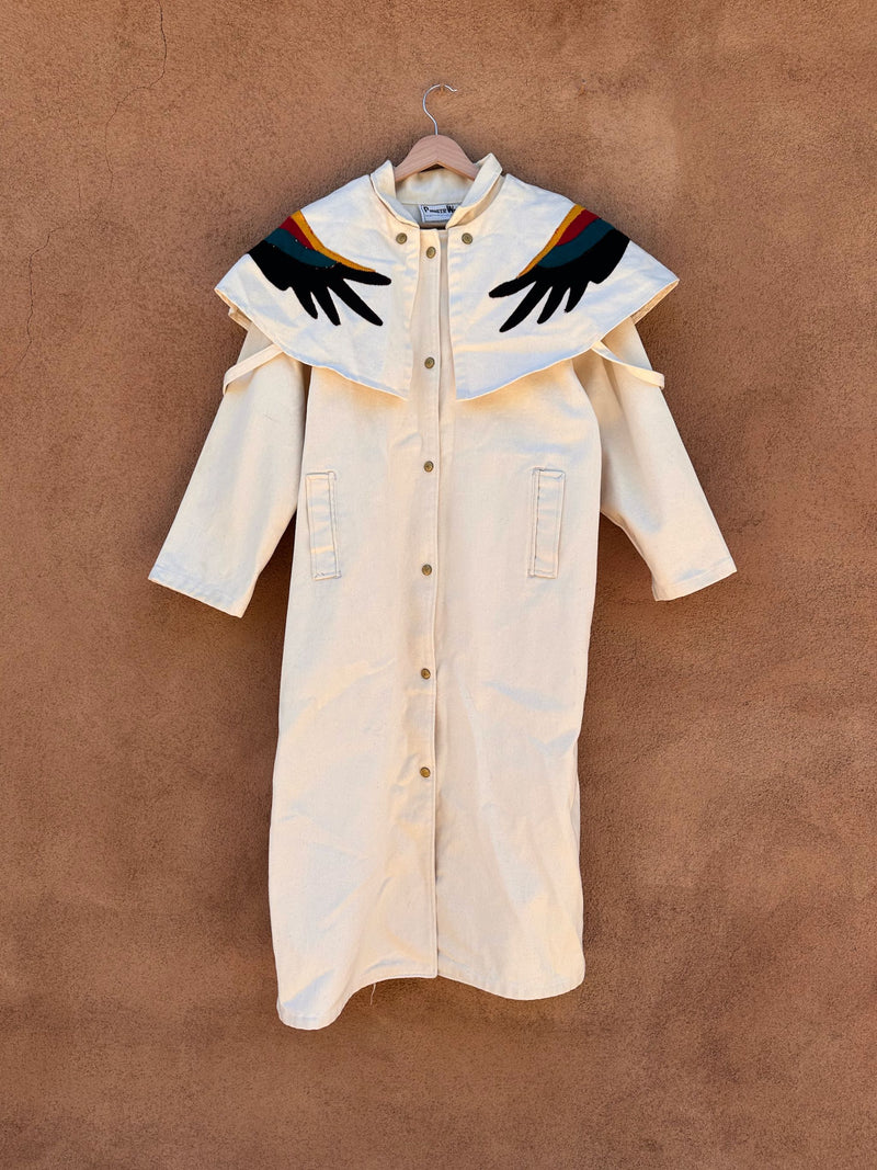 Heavy Canvas Duster with Thunderbird - Pioneerwear - Made in USA - as is