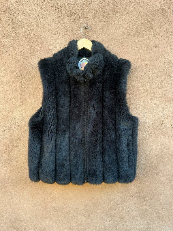 Reversible Black Faux Fur Vest