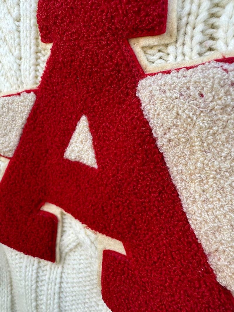 1960's Hand Loomed Acrylic Cheerleader "A" Sweater