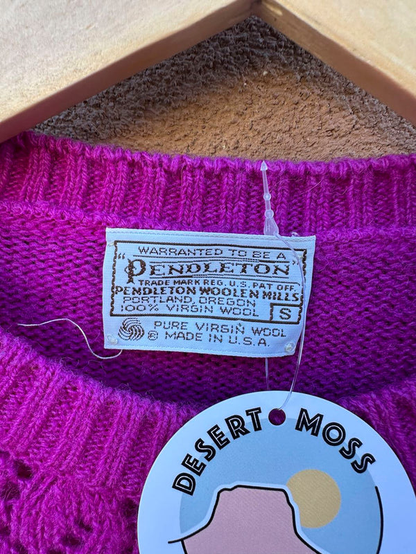 1970's Magenta 100% Wool Pendleton Sweater, small - as is