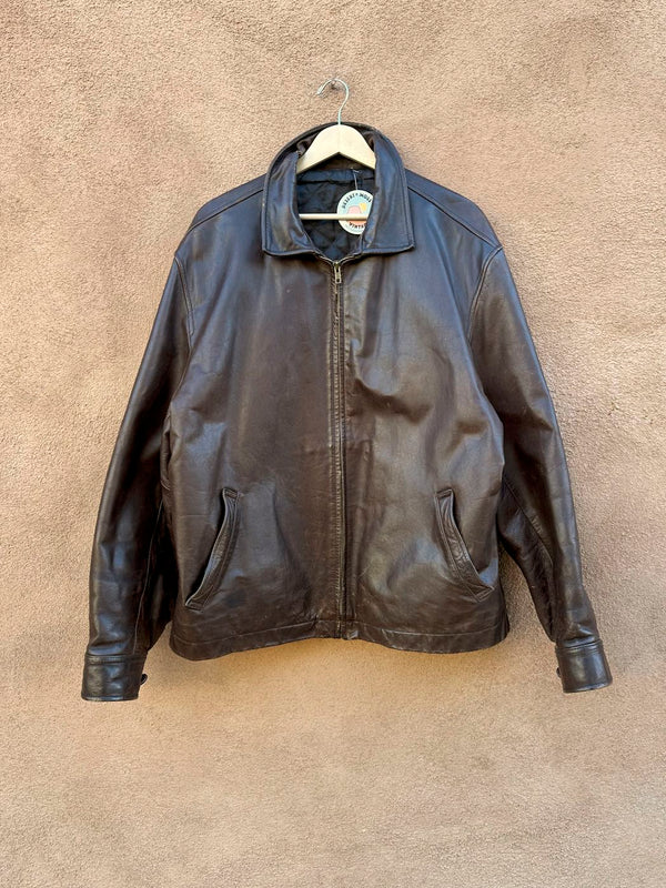 Heavy Brown Leather Bomber Jacket, as is, large?