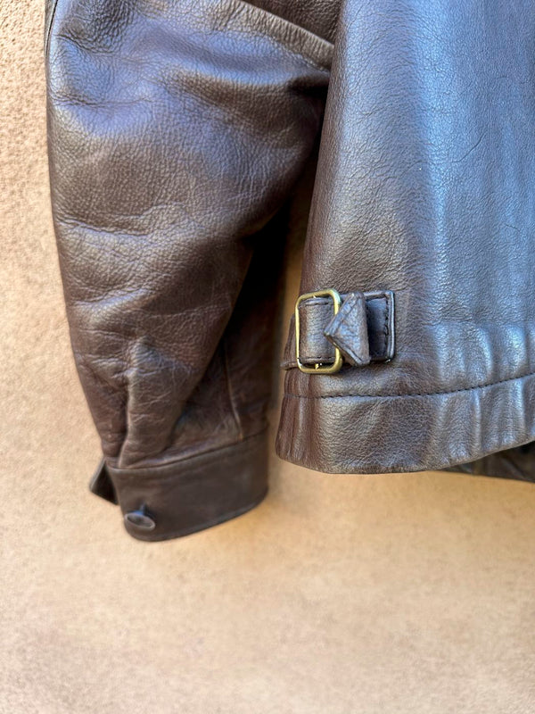 Heavy Brown Leather Bomber Jacket, as is, large?