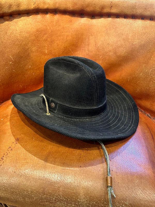 1970's Levi's Black Corduroy Cowboy Hat, s/m
