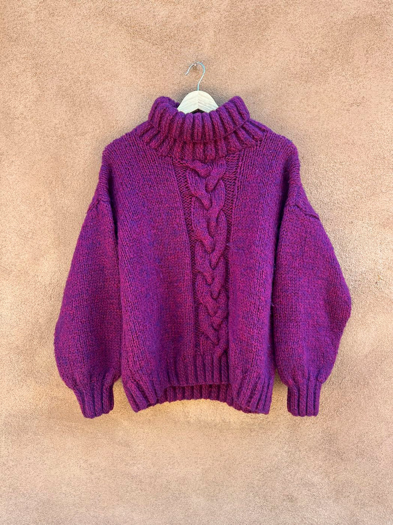 Purple Acrylic Blend Turtleneck Sweater