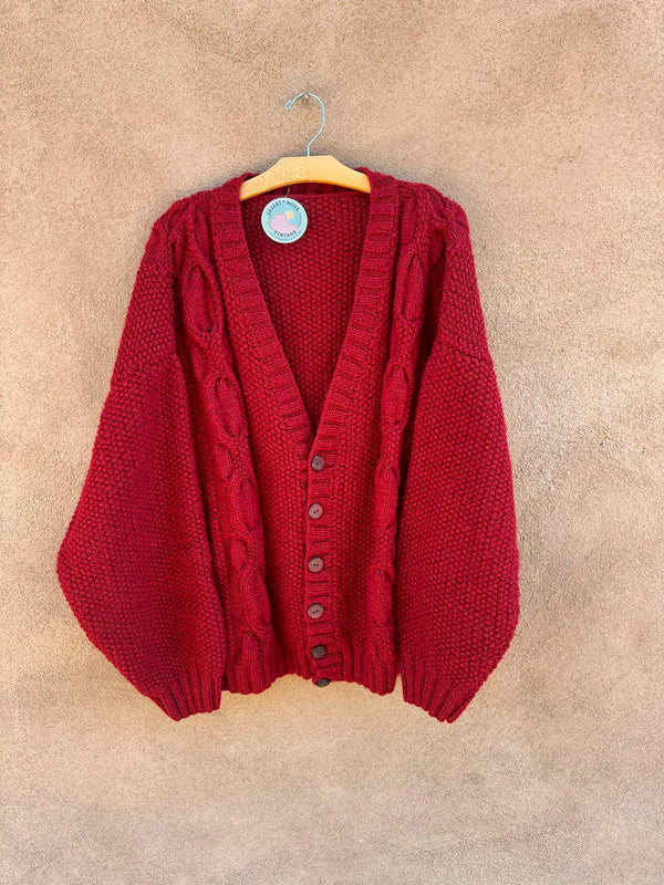 Red Hand Knit Cardigan
