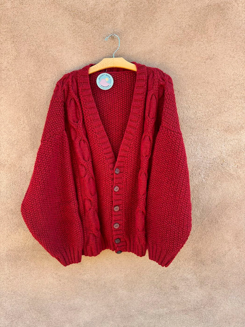 Red Hand Knit Cardigan