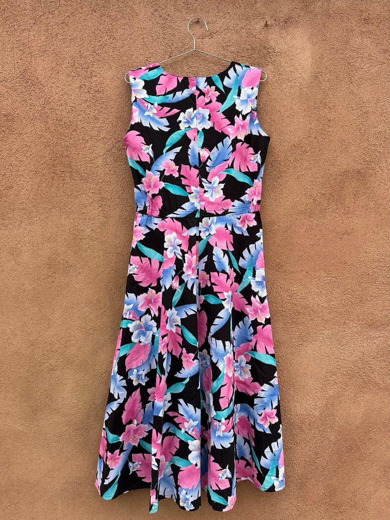 Black, Pink, & Blue Island Dress - Sleeveless