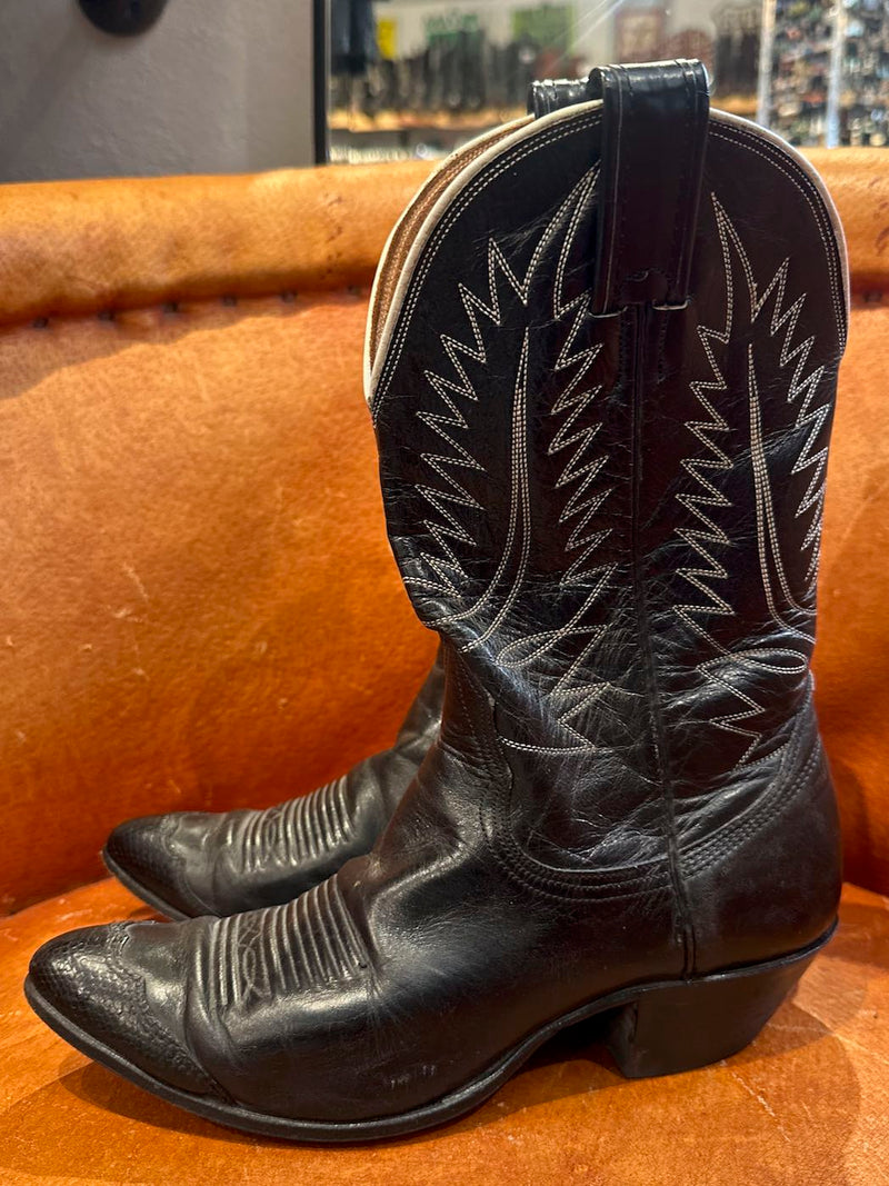 1970's Black Nocona Boots with Snakeskin Toe 6C