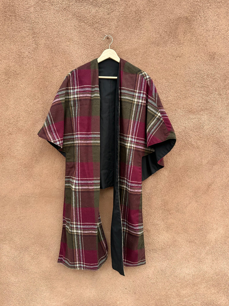 Plaid Wool Cape - Reversible