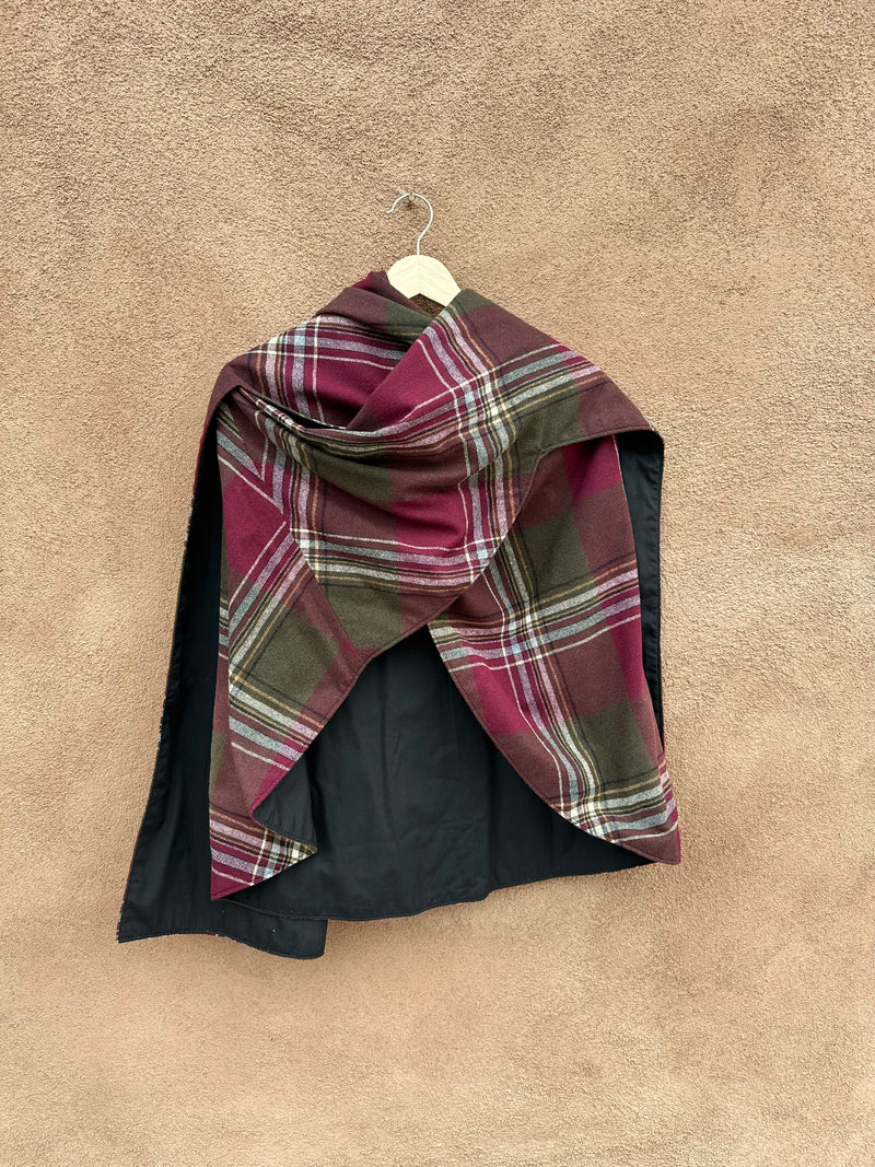 Plaid Wool Cape - Reversible