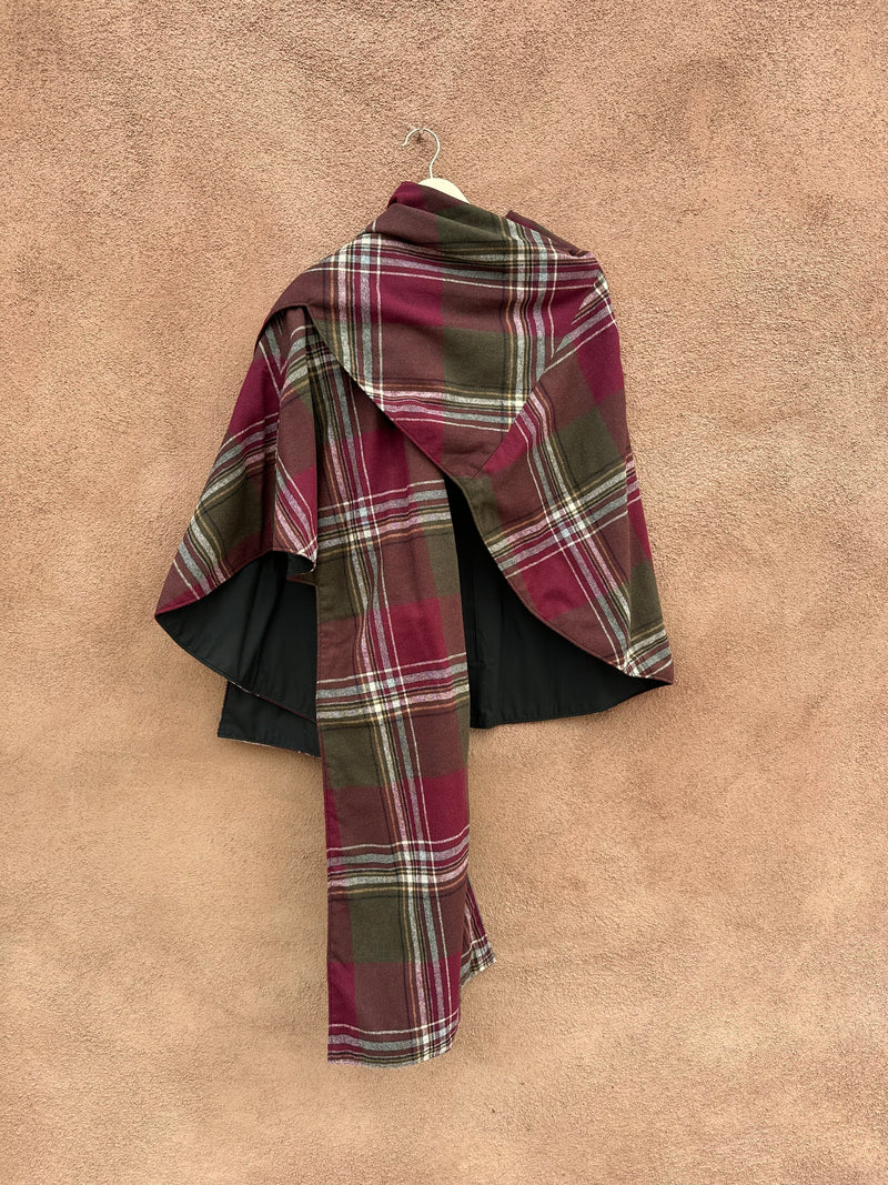 Plaid Wool Cape - Reversible