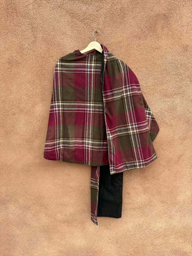 Plaid Wool Cape - Reversible