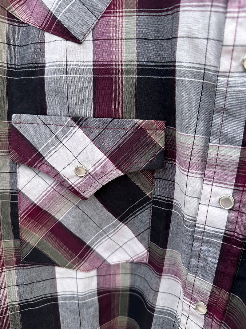 Ely Cattleman Maroon/Black Plaid Western Shirt