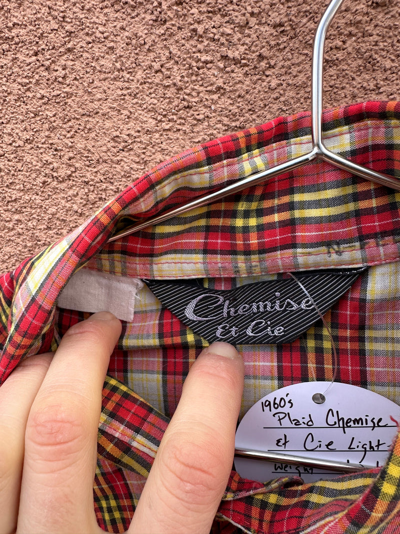 1960's Plaid Chemise Et Cie Lightweight Shirt