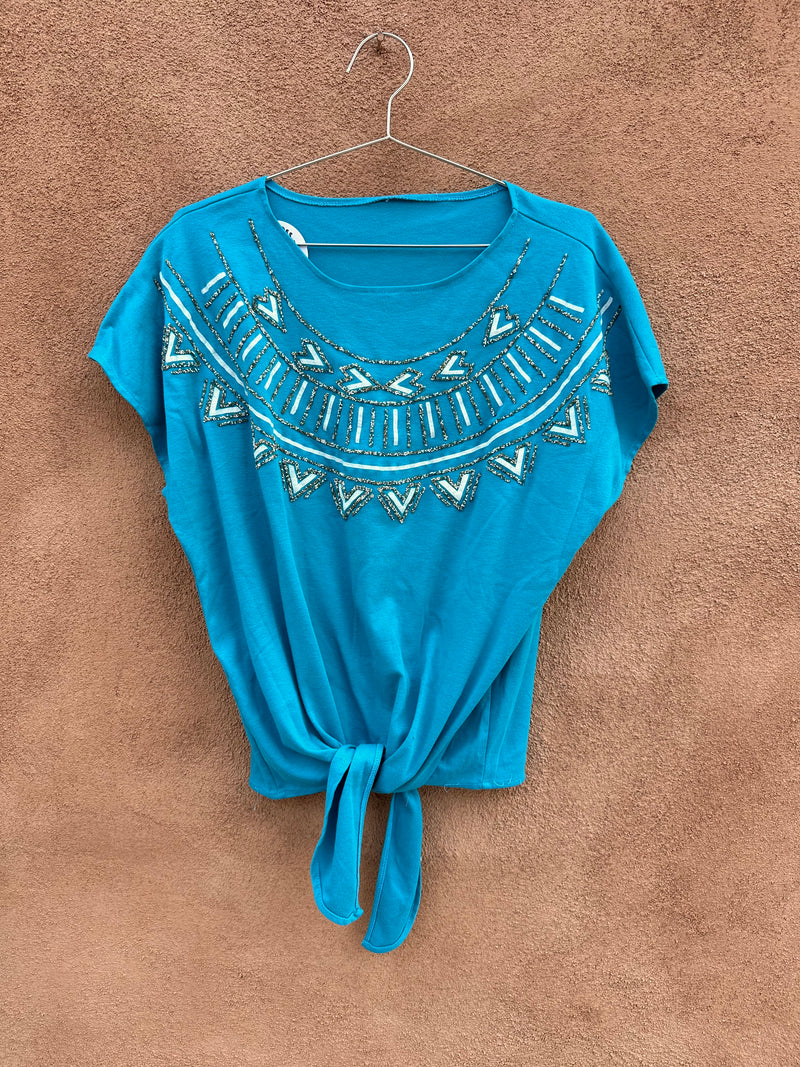 Beaded Tribal Summer Tie Shirt