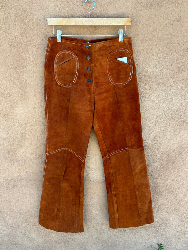 Rust Suede Flare Pants