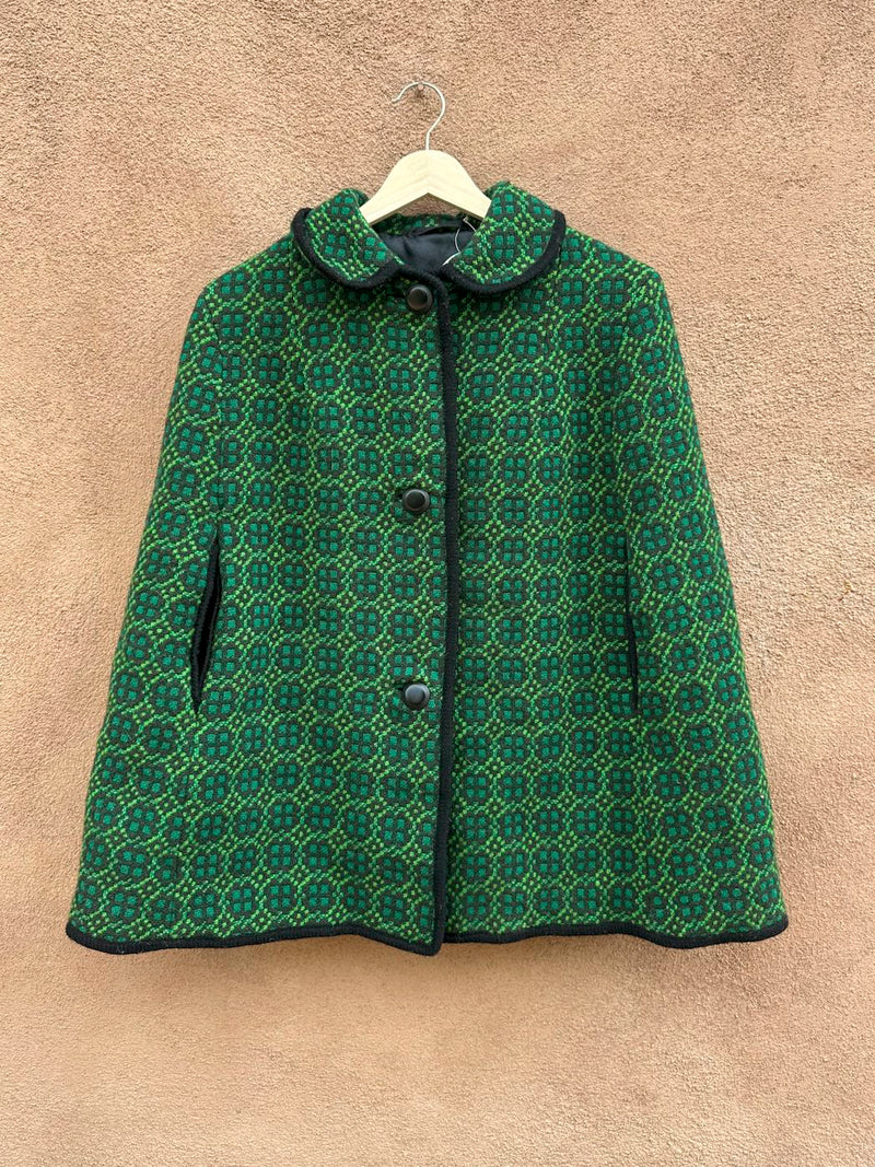 1960's Button Up Cape with Pocket Holes - Reseta - Made in Wales
